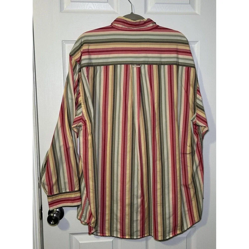Stäte·ments Shirt Men's 2XL Multicolor Stripe Button Down Long Sleeve Cotton